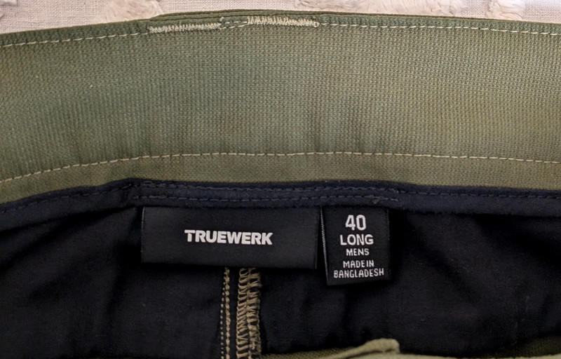 Truewerk EDO Werkpant Men's 40x33 Green Pants Technical Performance Work 40 Long gallery
