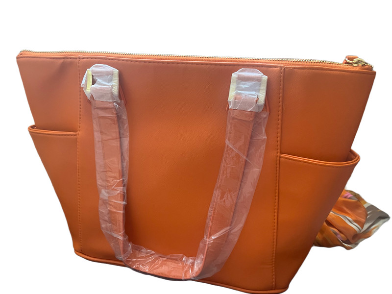Joy & Iman Orange Tote with scarf gallery