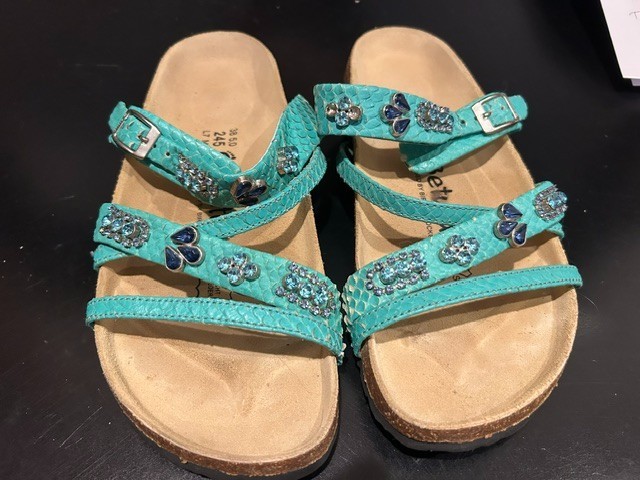 Birkenstock Betula Womens Sandal Embellished Snake Embossed Size 7 EU38 READ