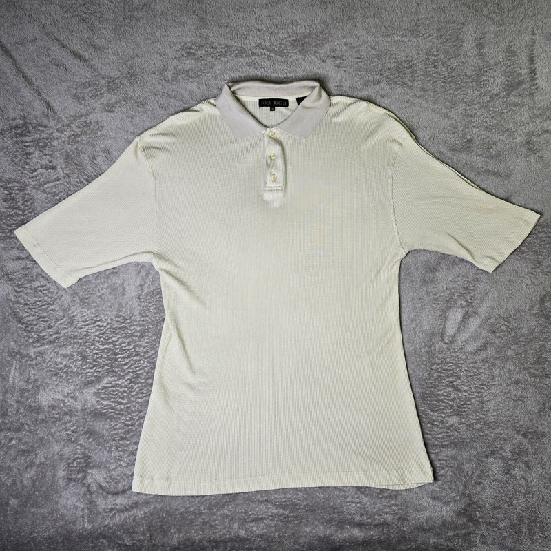 Joey Richi Silk Polo Shirt Mens XXL Sand Ribbed Knit Short Sleeve