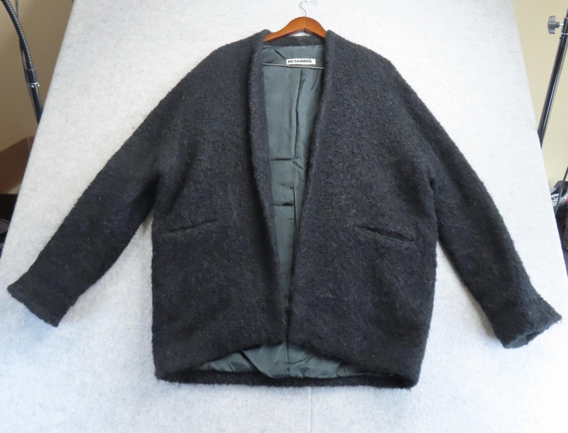 Vintage Jil Sander Coat Womens 36 Gray Wool Boucle Open Front Made West Germany