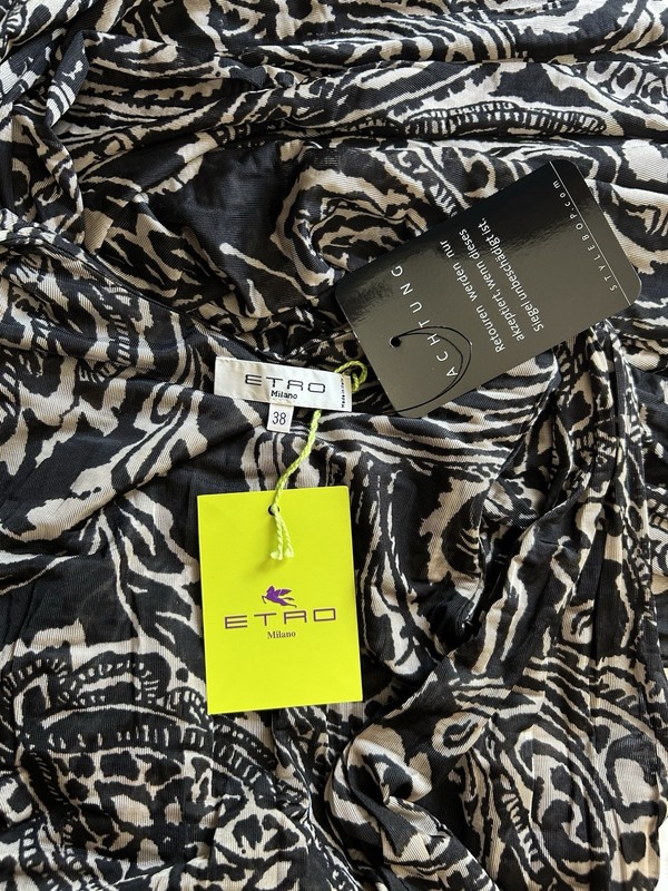 ETRO Milano NWT Silk Paisley Wrap Midi Dress IT 38 US 2 Black Beige Sleeveless gallery