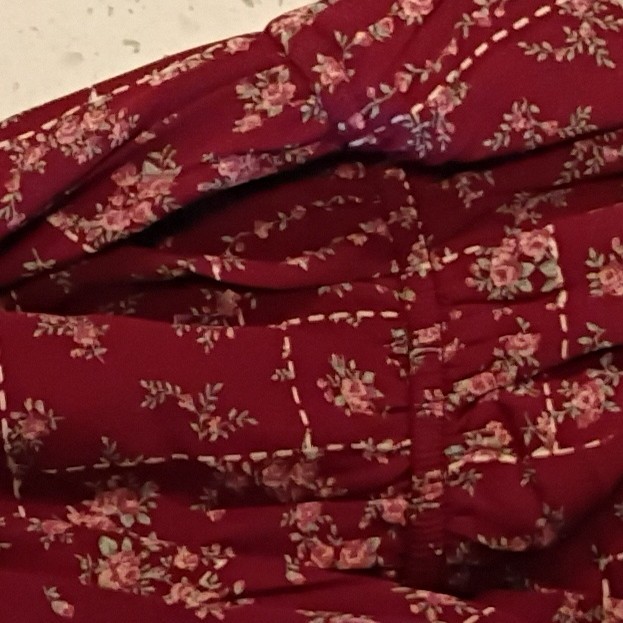 Trixy Girl Women's S Burgundy/White Floral Square Neck Blouson Dress Belt gallery