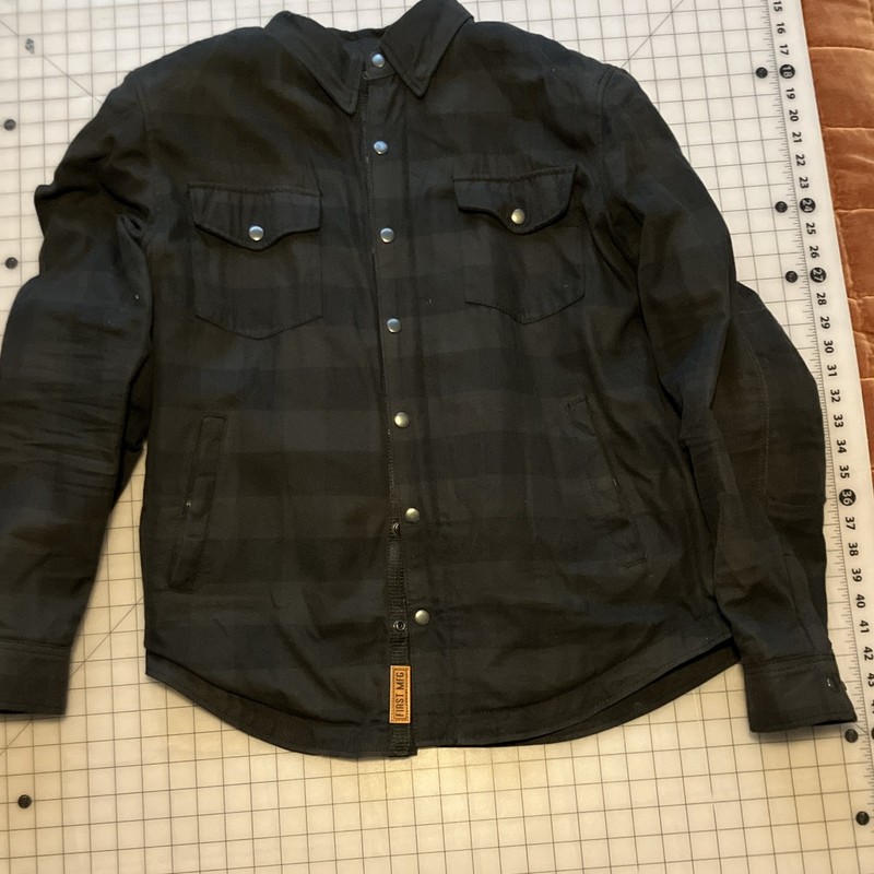 First MFG Men’s Black Plaid Lined Shirt Jacket Button/Zip Closure Size XL