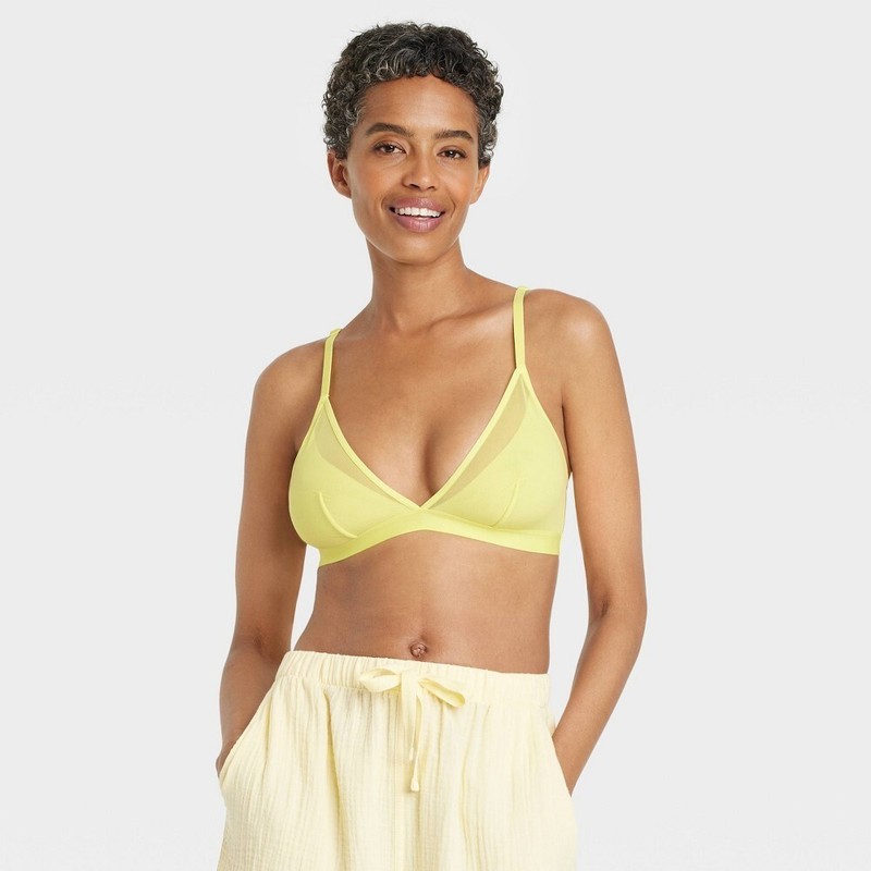 Auden Lime Green Yellow Mesh Bralette Bra Size Medium Lot of 2 New gallery
