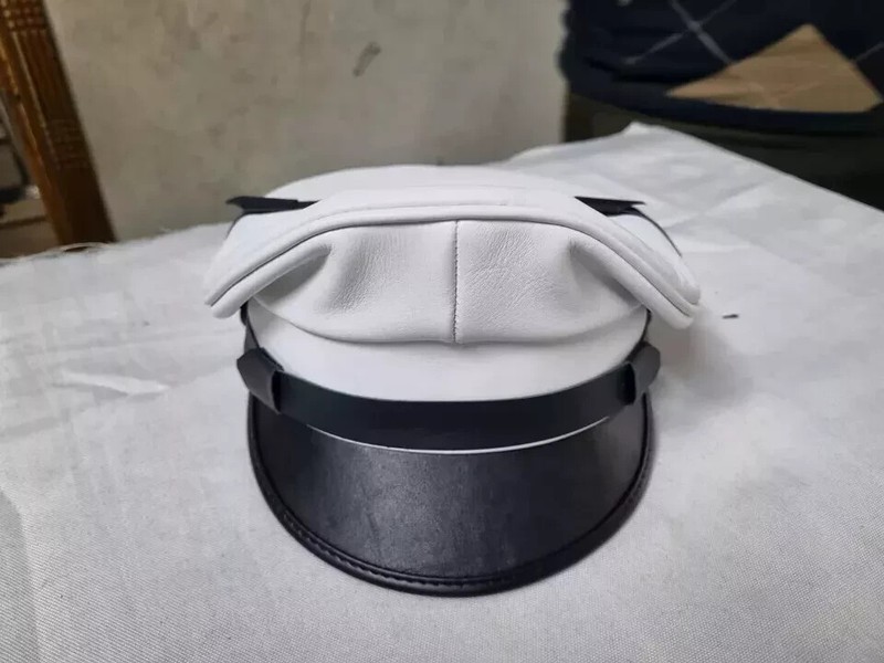 Mens Outdoor Hat Army Muir Biker Peaked Police Gay Military Caps Faux Leather