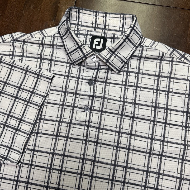 FootJoy Mens Polo Golf Shirt Large Stretch Collar Short Sleeve Spandex White