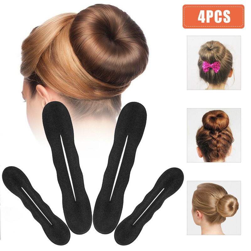 4 Pcs Magic Foam Hair Bow Sponge Bun Maker Donut Ponytail Clip Twist Sock Tools
