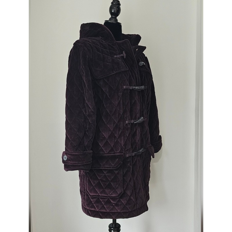 Jones New York Sport Women's Quilted Velvet Toggle Coat. Size S Oversized gallery