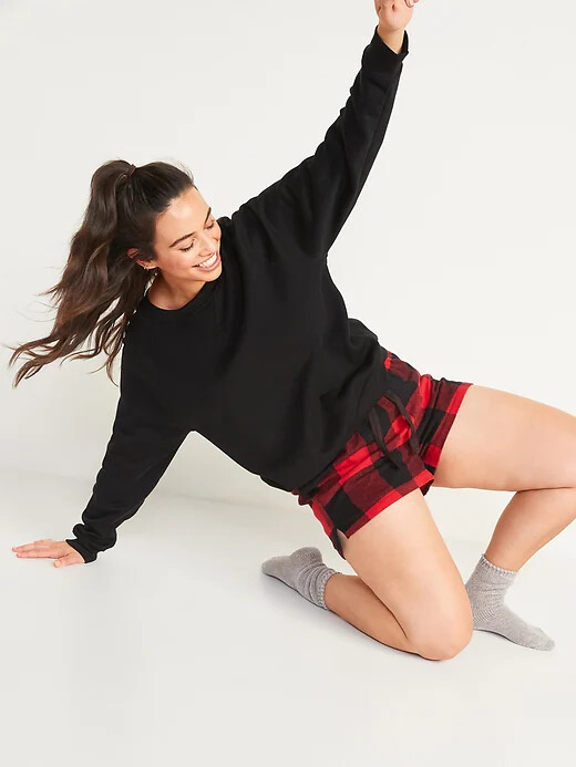 NWT Old Navy Flannel Boxer Pajama Sleep Shorts Red Buffalo Plaid Women MLXL2X gallery