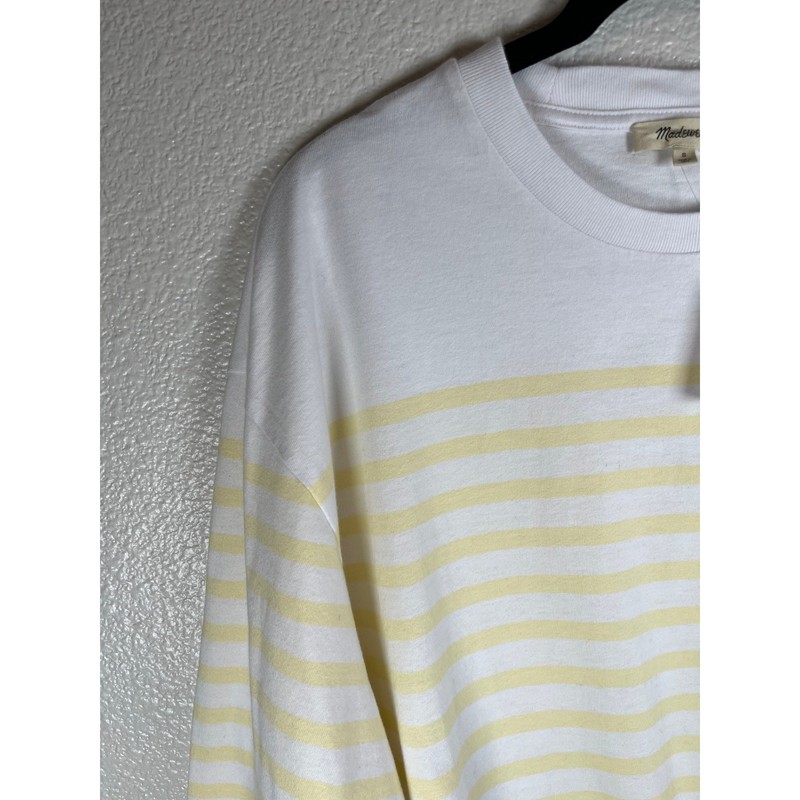 NWT Madewell The Perfect Tie-Waist Tee Allday Jersey Sheer Pineapple Striped SM gallery