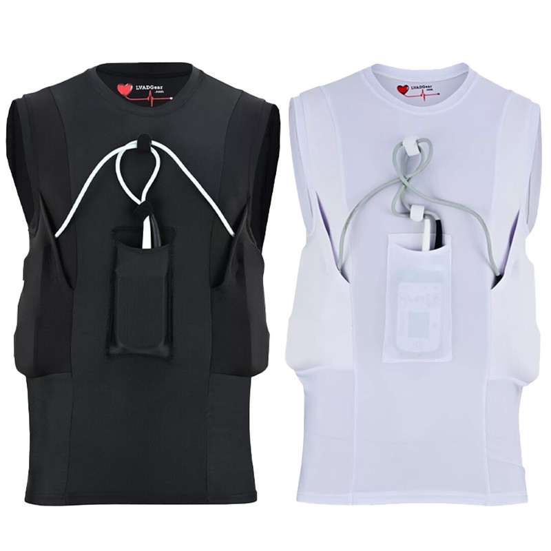 Men’s LVAD Tank Top for HeartMate Devices BLACK, WHITE, Size Small – 3XL