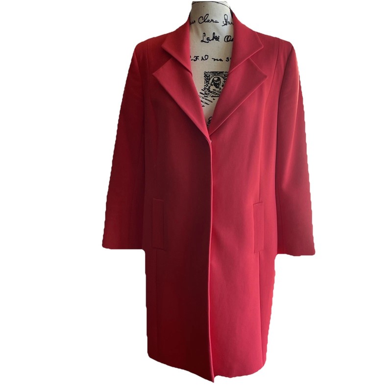 Classiques Entier Womens Magnetic Snap Duster Red Cotton Size Medium