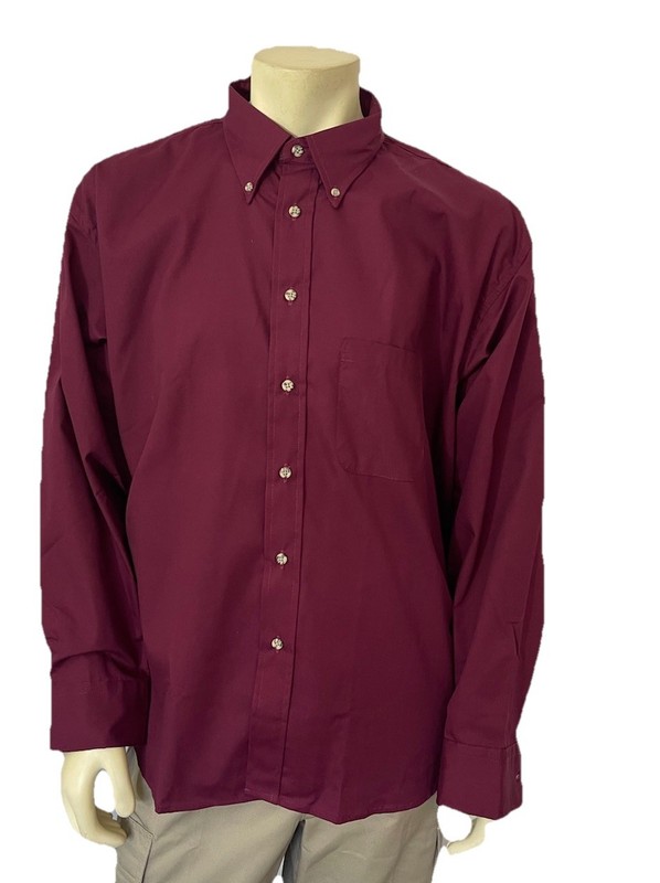 Edwards Casual Wear Men’s Burgundy Dress Shirt Button Down Size XL (34/35)