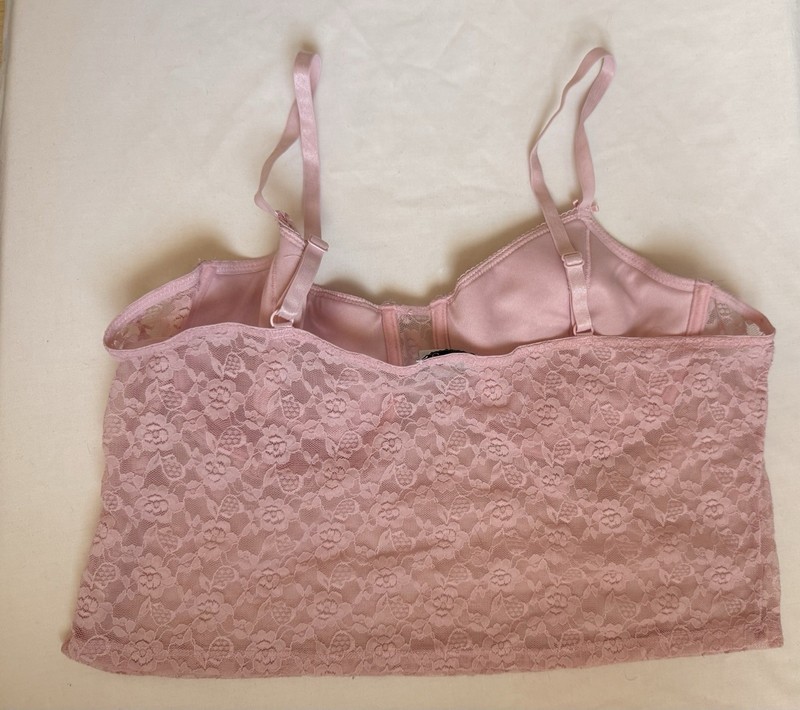rue21 Pink Floral Lace Longline Underwire Bra, Adjustable Straps, XL gallery