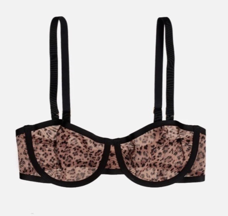 NWOT The Balconette Mesh Leopard Sz 34G