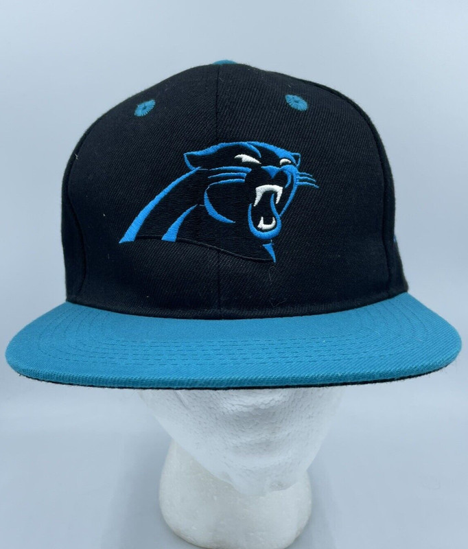 Vtg Carolina Panthers Hat Snapback L.O.G.A. Black Blue NFL Cap