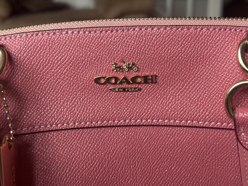 Coach Pink Pebbled Satchel Zip Top Handle, Detachable Crossbody Strap Gold gallery