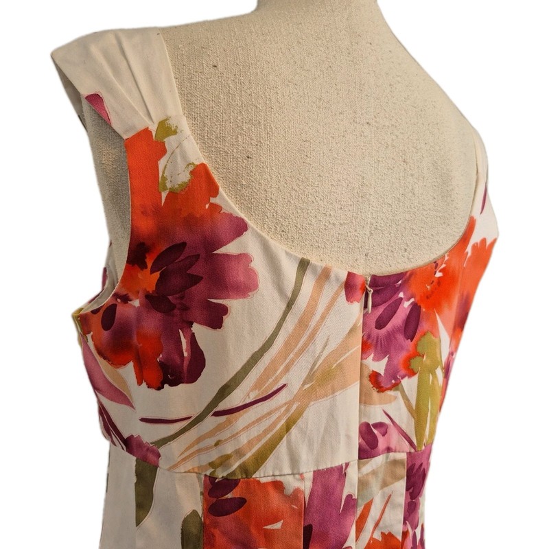 Dress Barn Floral Dress A-line Empire Waist Mid Lenth Size 12 Large gallery