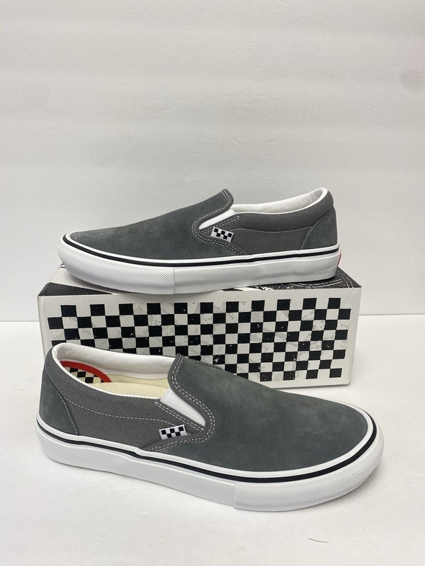 Vans M 13 SKATE Slip On Shoes Pewter Gray Suede Pop Cush Sole Dura Cap New!