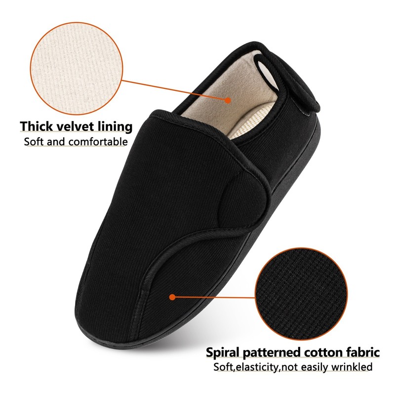 Mens Memory Foam Diabetic Boots Slippers Wide Feet Edema Swollen House Shoes gallery
