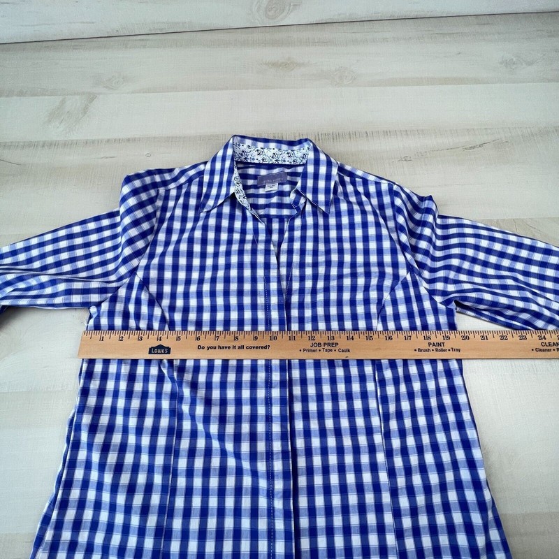 Laura Scott Womens Top Medium Purple Plaid 3/4 Sleeves Fitted Shirt Casual gallery