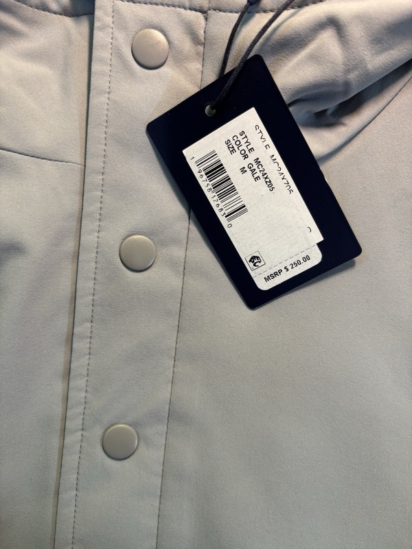 Peter Millar M Medium Jacket Approach Insulated Half Snap Hoodie Gale Grey $250 gallery
