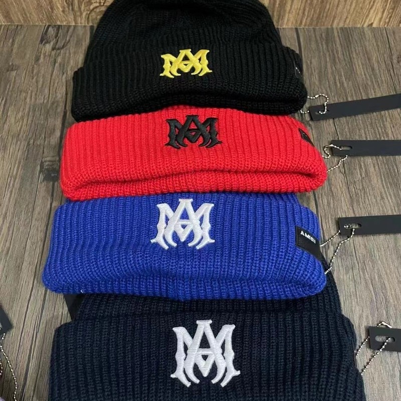 Mens Womens AM Letter Embroidery Beanies Autumn Winter Warm Hat Hip Caps gallery