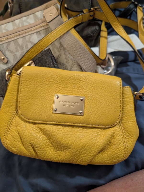 Michael Kors Small Yellow Pebbled Crossbody Bag w/ Adjustable Detachable Strap