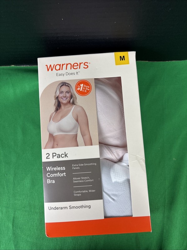 Warners Women's 2 PK Wireless Lightly Lined Seamless Bra M White/Rosewater gallery