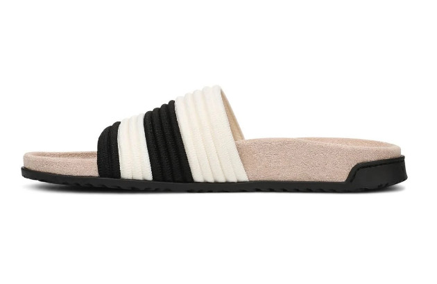 NEW | Vionic Women's Evie Knit Slide Sandal, Black Ivory gallery