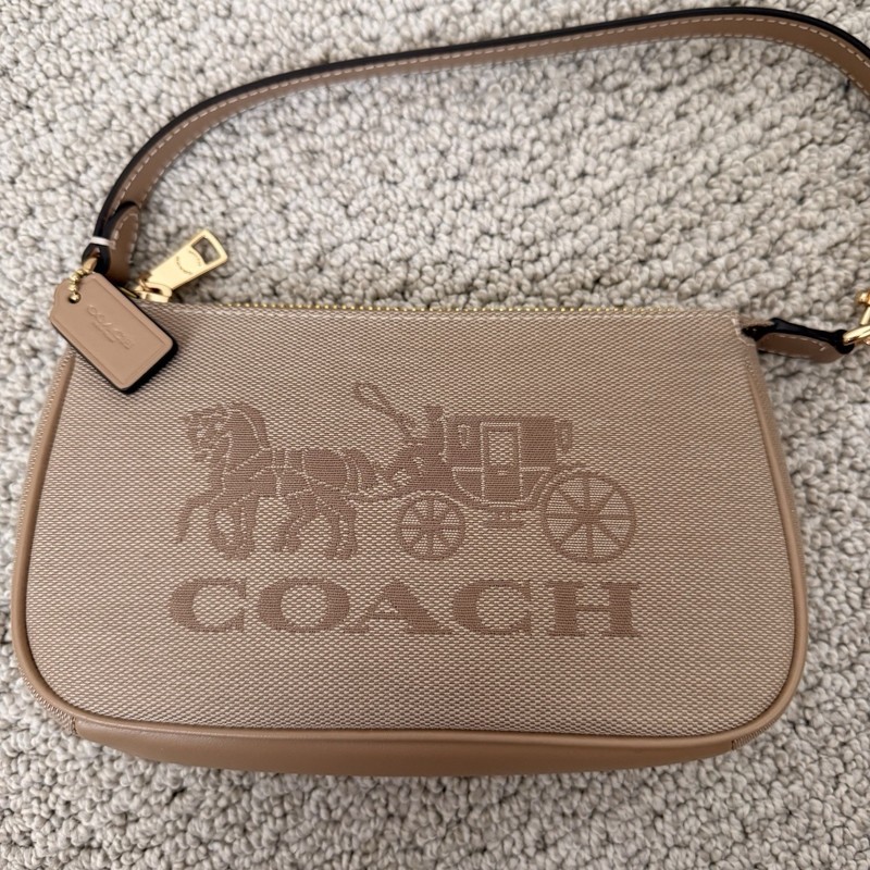 NWT 🍃 COACH Nolita 19 Bag With Horse & Carriage Dark Natural Beige Canvas CAQ18 gallery