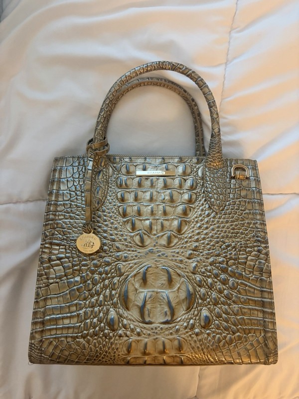 Brahmin Caroline Crocodile-Embossed Leather Satchel Bag