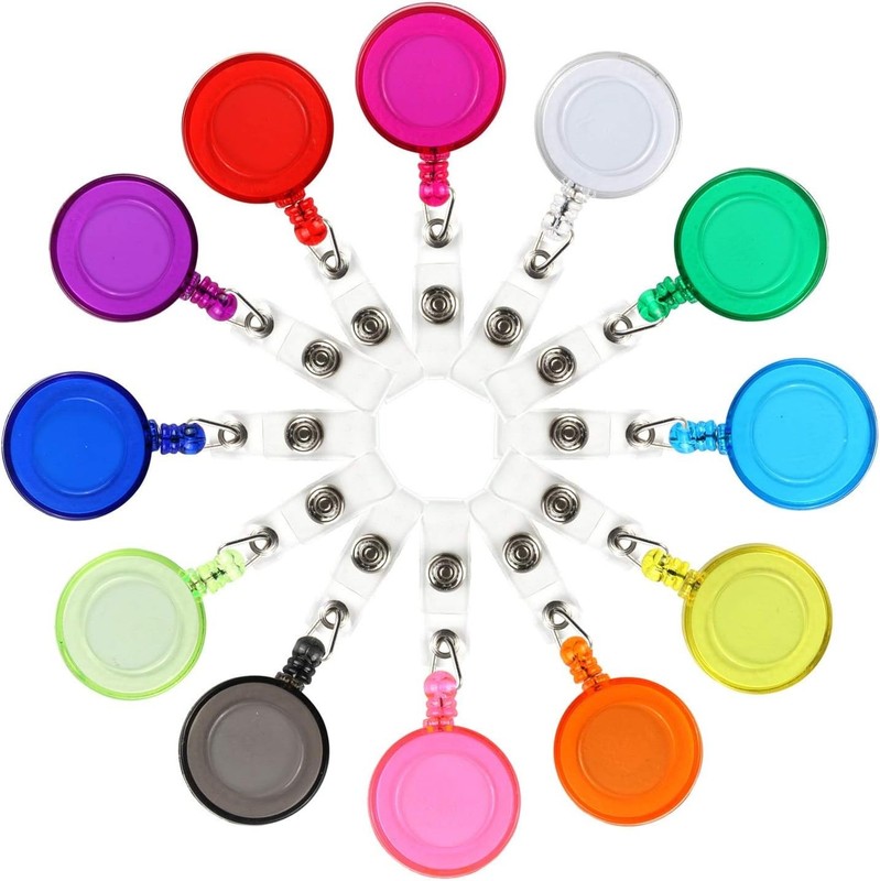 JANYUN 50PCS Badge Reel Clips Retractable ID Card Holder Multi Color