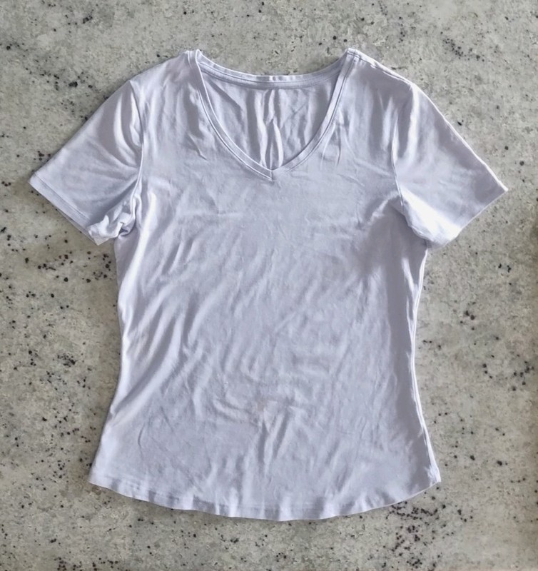 DUNNES Irish Purple Lilac Cotton Blend Knit V-Neck Short Sleeve T-Shirt Small