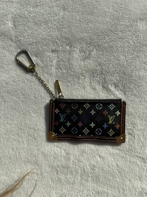 Louis Vuitton Monogram LV Logo Murakami Black Multicolor Key Card Pouch Cles