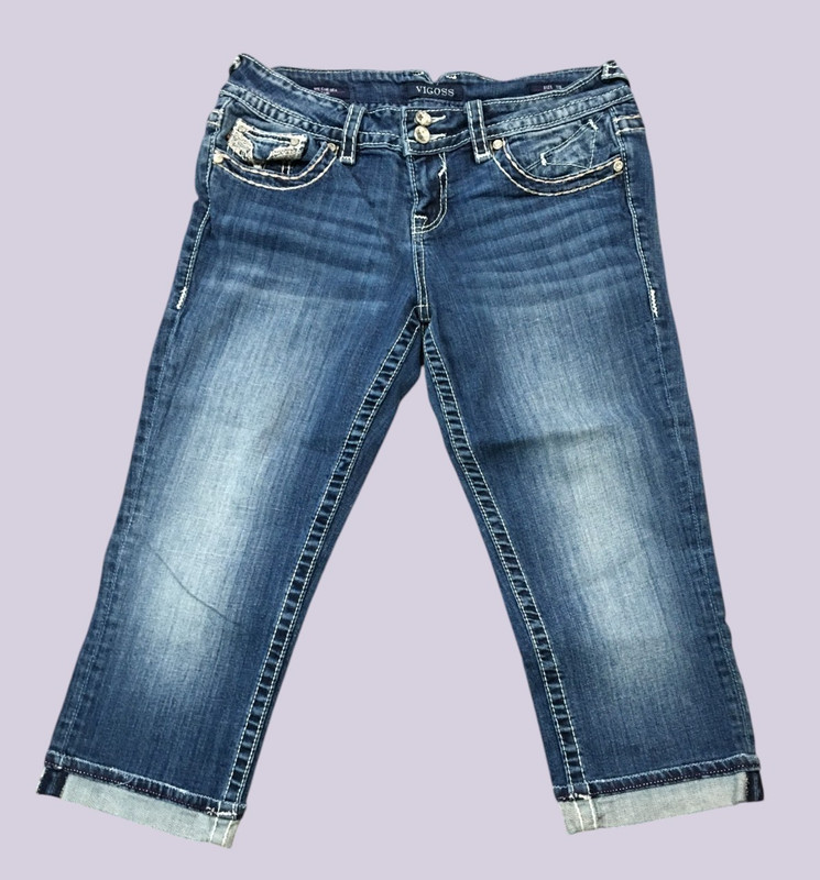 Vigoss The Chelsea Capri Size 7/8 x 21 Low Rise Blue Denim Cropped Jeans