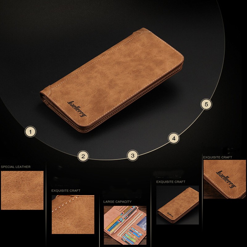 Men's Long Wallet Leather Clutch Bifold ID Card Holder Purse Checkbook Billfold gallery