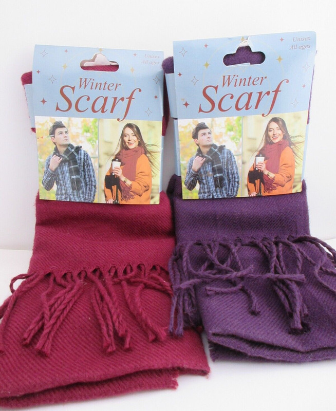 Winter Scarfs for All Ages, UNISEX, Burgundy & Purple, 13” x 72” each