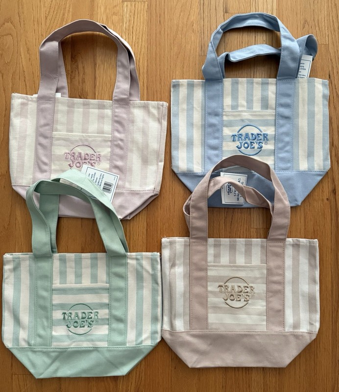Trader Joes Mini Canvas Tote Bag Full Set
