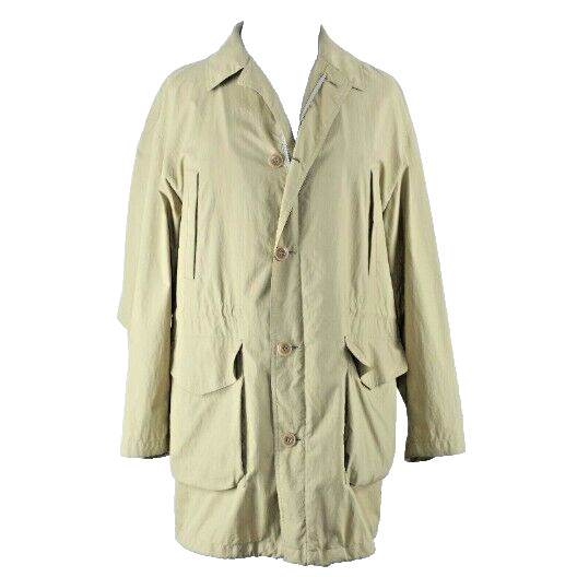 Sanyo Blinker Jacket Sz LY Pea Green Zip Button Front Hooded Windbreaker Jacket