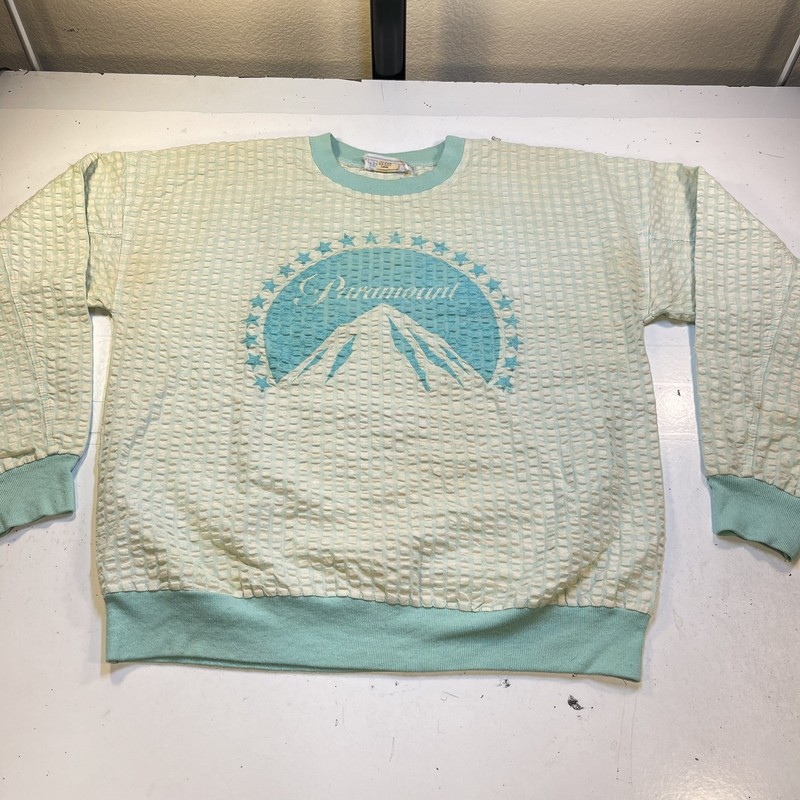 VINTAGE PARAMOUNT MOVIE STUDIOS WAFFLED SHIRT SWEATSHIRT Sz L UNIVERSITY PLACE