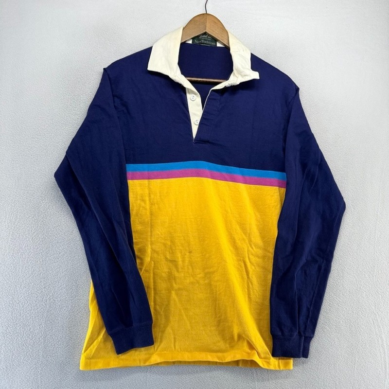 Vintage Marshall Fields Rugby Shirt Men’s Large Colorful Made In USA Striped 90s