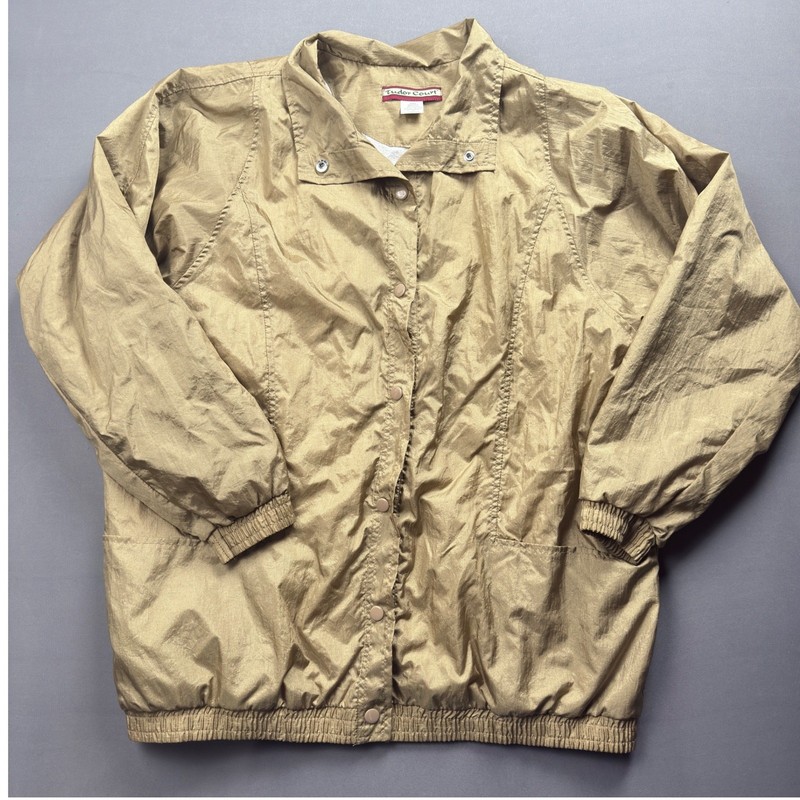 Vintage Tudor Court Lightweight Gold Jacket Snap Front Large