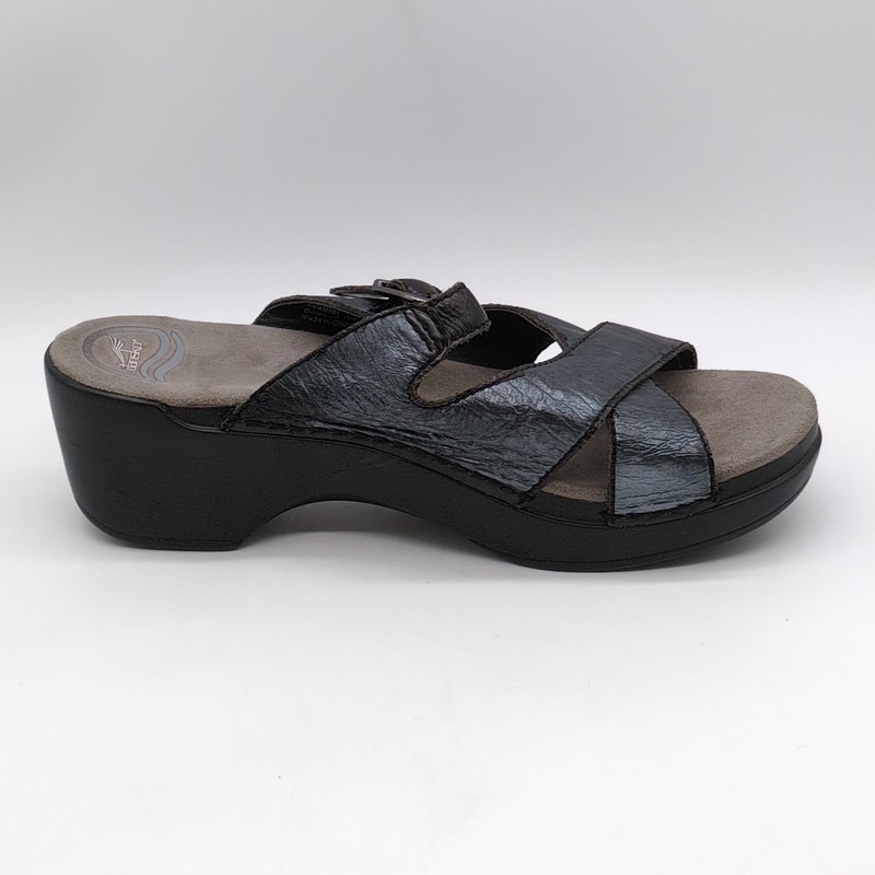 Dansko Shoes Womens Sela Blue EUR 40 Leather Slide Sandal Buckle Strap Dressy gallery