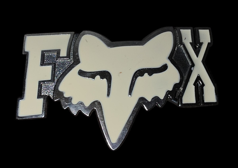Vintage Fox Racing Metal Belt Buckle with Cream and Off-White Logo