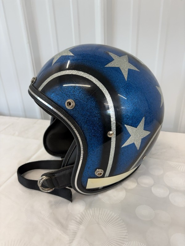 Vintage 1970’s Metal Flake Star Pattern Snowmobile Race Motorcycle Bubble Helmet