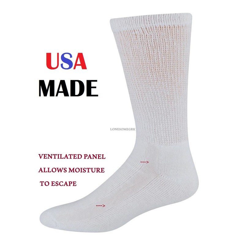 12 Pairs Mens Physicians Choice White VENTILATED Diabetic Cotton Crew Socks gallery