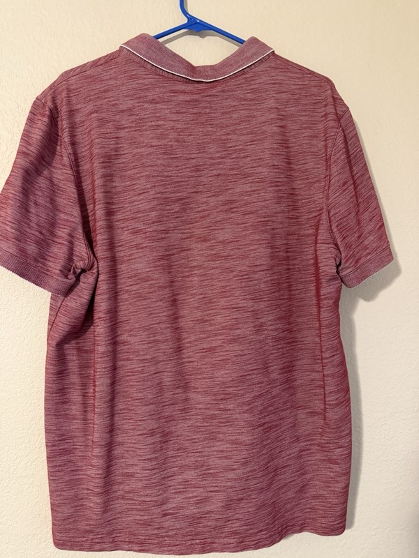 Michael Kors Men’s XL Burgundy Solid Knit Short Sleeve Polo Collared Logo gallery