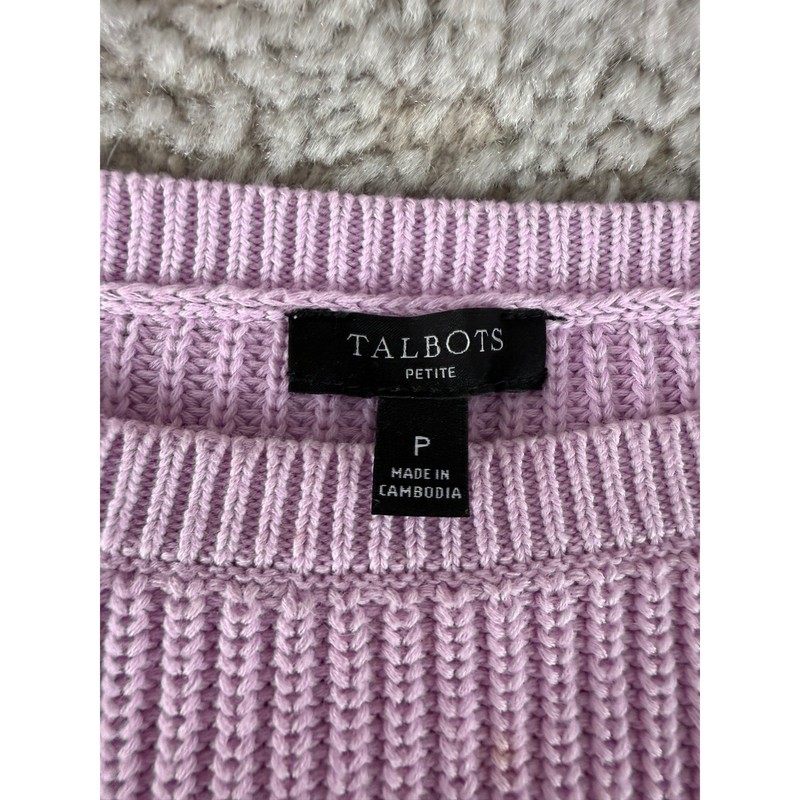 Talbots Petites Size Pp Pima Cotton Ribbed Knit Pullover Sweater Purple Women gallery